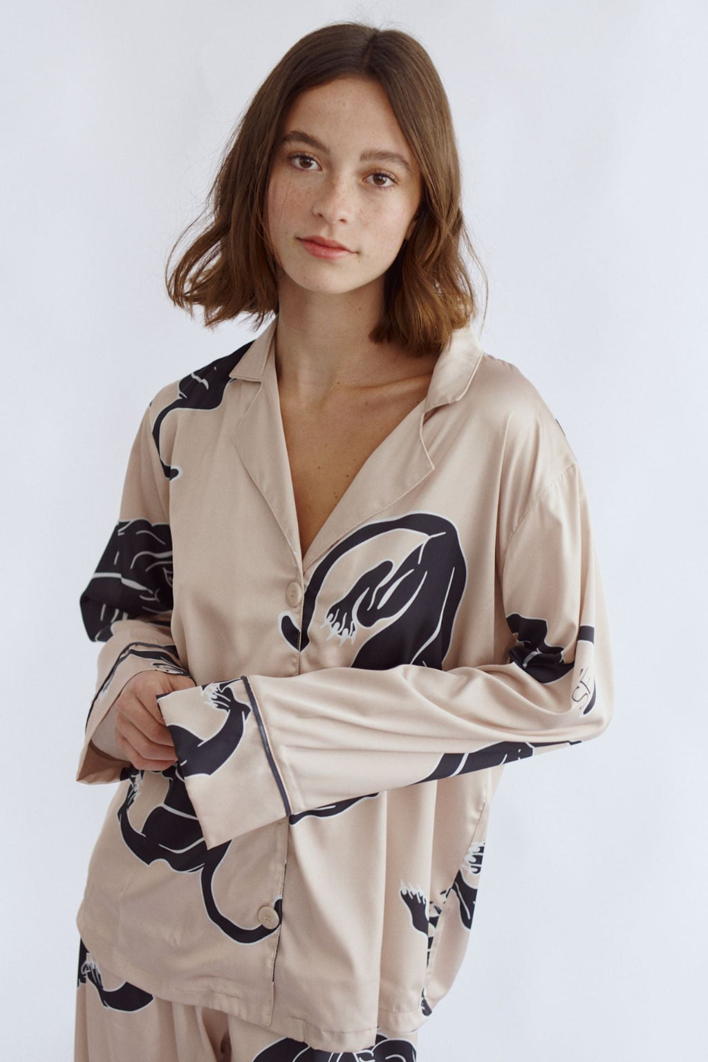 Simoné Sleepwear USA Washable Silk Pajama Set - Thera — alternative angle