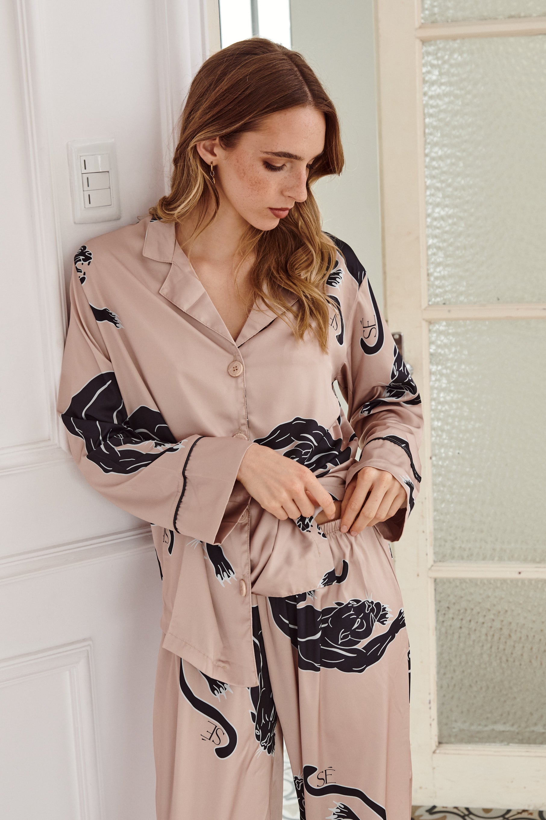 Simoné Sleepwear USA Washable Silk Pajama Set - Thera — side view