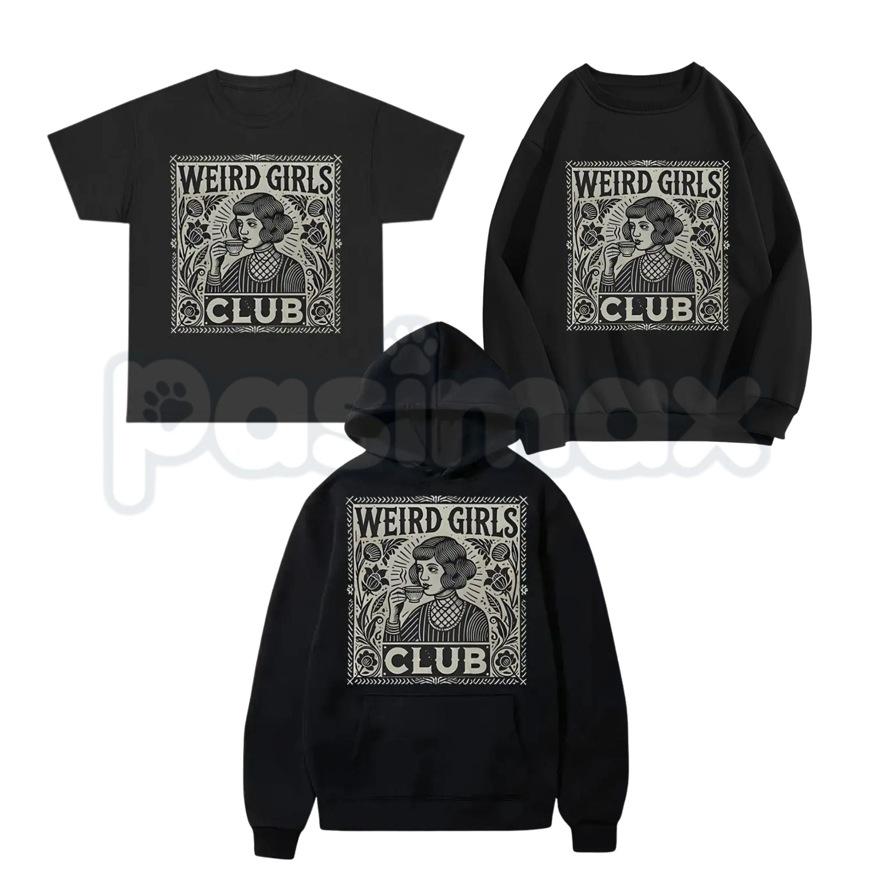 Pasimax Weird Girls Club Aesthetic Tee – Whimsy Goth Celestial Hoodie & Dark Academia Sweatshirt — main product shot