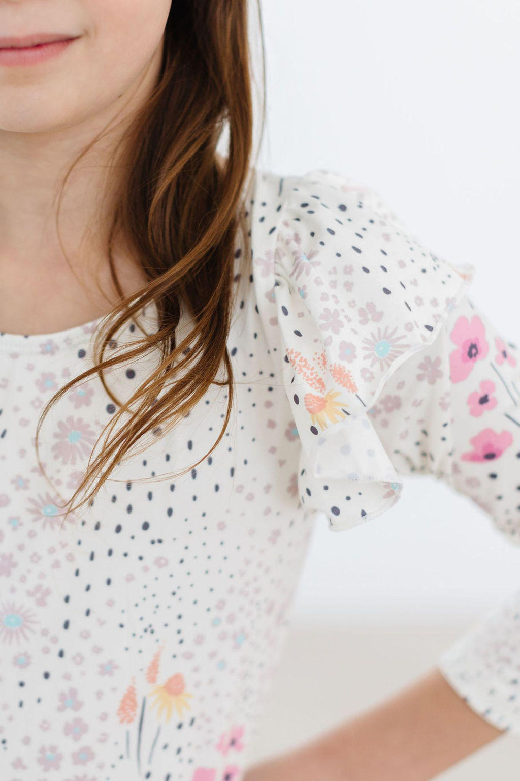 Mila & Rose ® Whimsical Wildflowers L/S Flutter Sleeve Leotard — lifestyle context