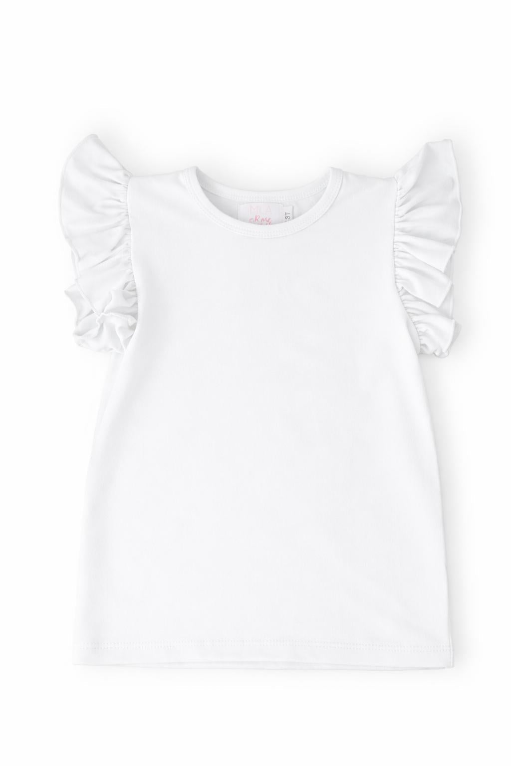 Mila & Rose ® White S/S Ruffle Tee — side view