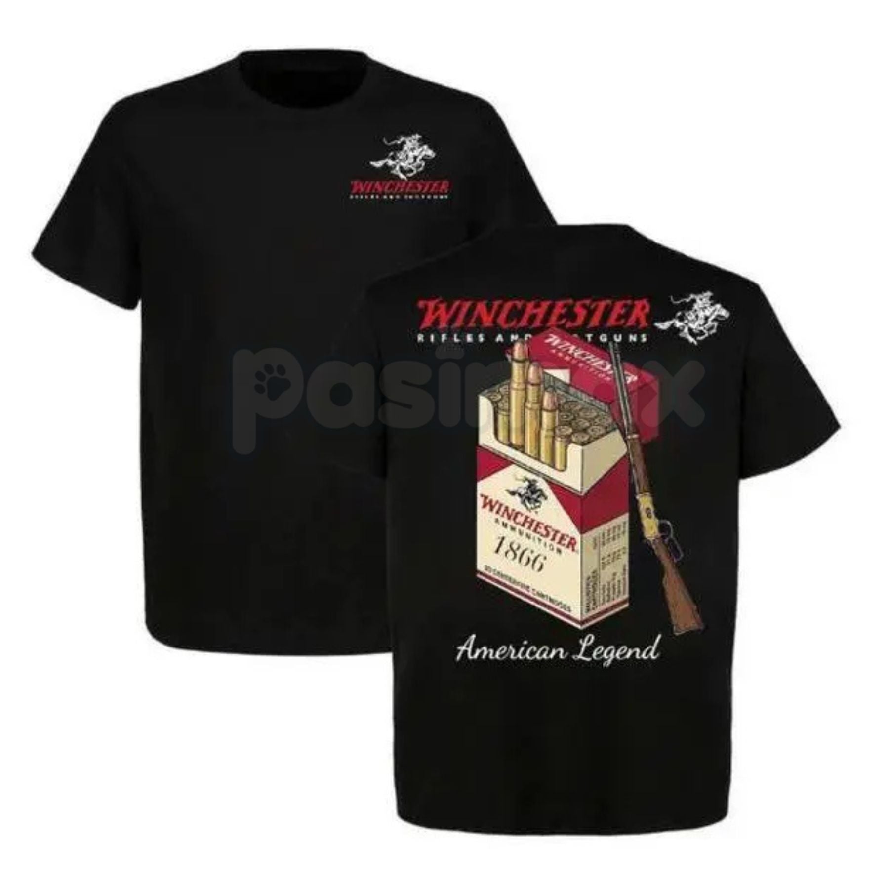 Pasimax Winchester American Legend 1866 T-Shirt - Vintage Hunting & Ammo Graphic Tee, Premium 100% Cotton Firearms Heritage T