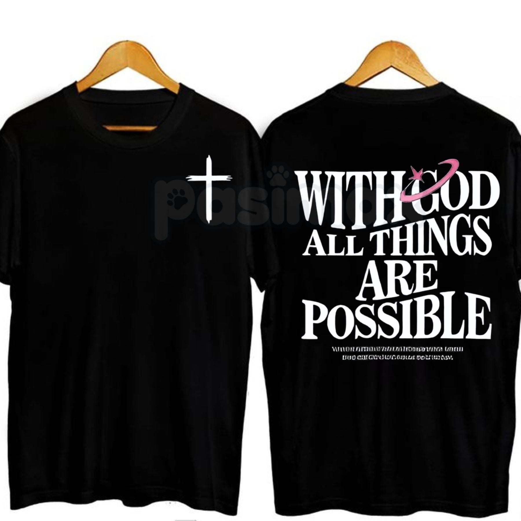 Pasimax "With God All Things Are Possible" Men's Christian T-Shirt - Bible Verse Matthew 19:26 Graphic Tee, Premium 100% Cott