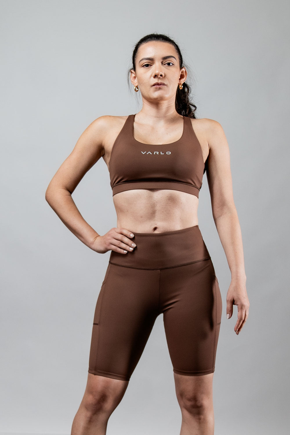 Varlo Varlo Women's SOHO Cross Back Sports Bra (City Mocha) — fabric or material detail