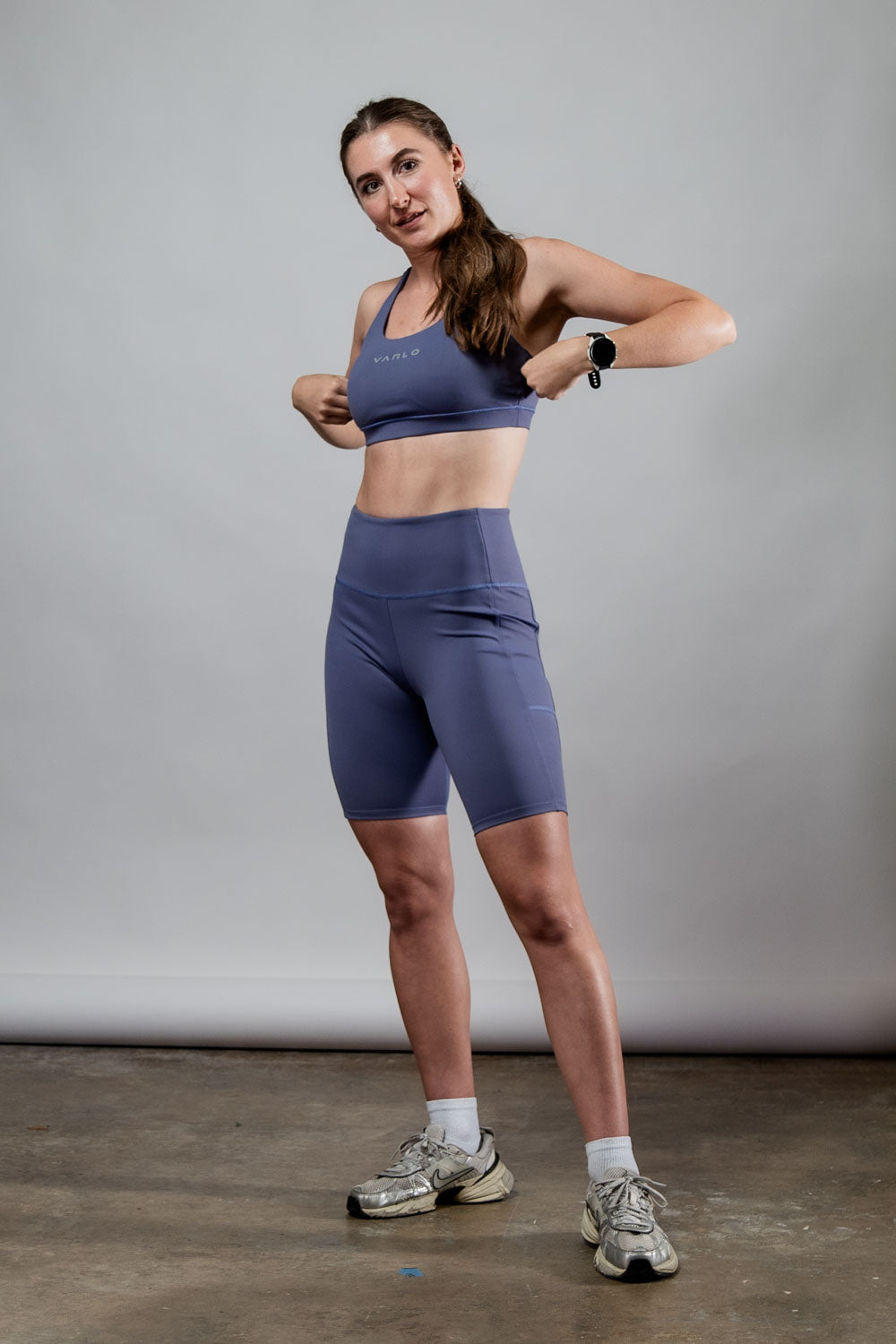 Varlo Women's SOHO Cross Back Sports Bra (Lilac Mist) — comparison shot