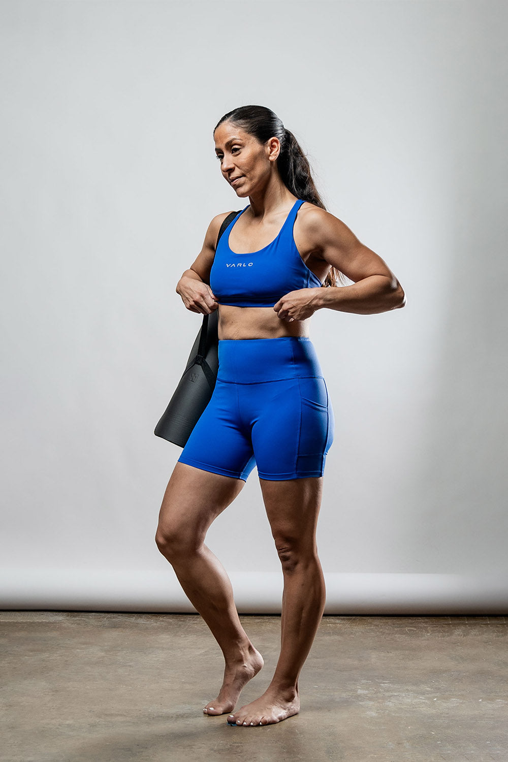 Varlo Women's SOHO Cross Back Sports Bra (Neo Blue) — comparison shot