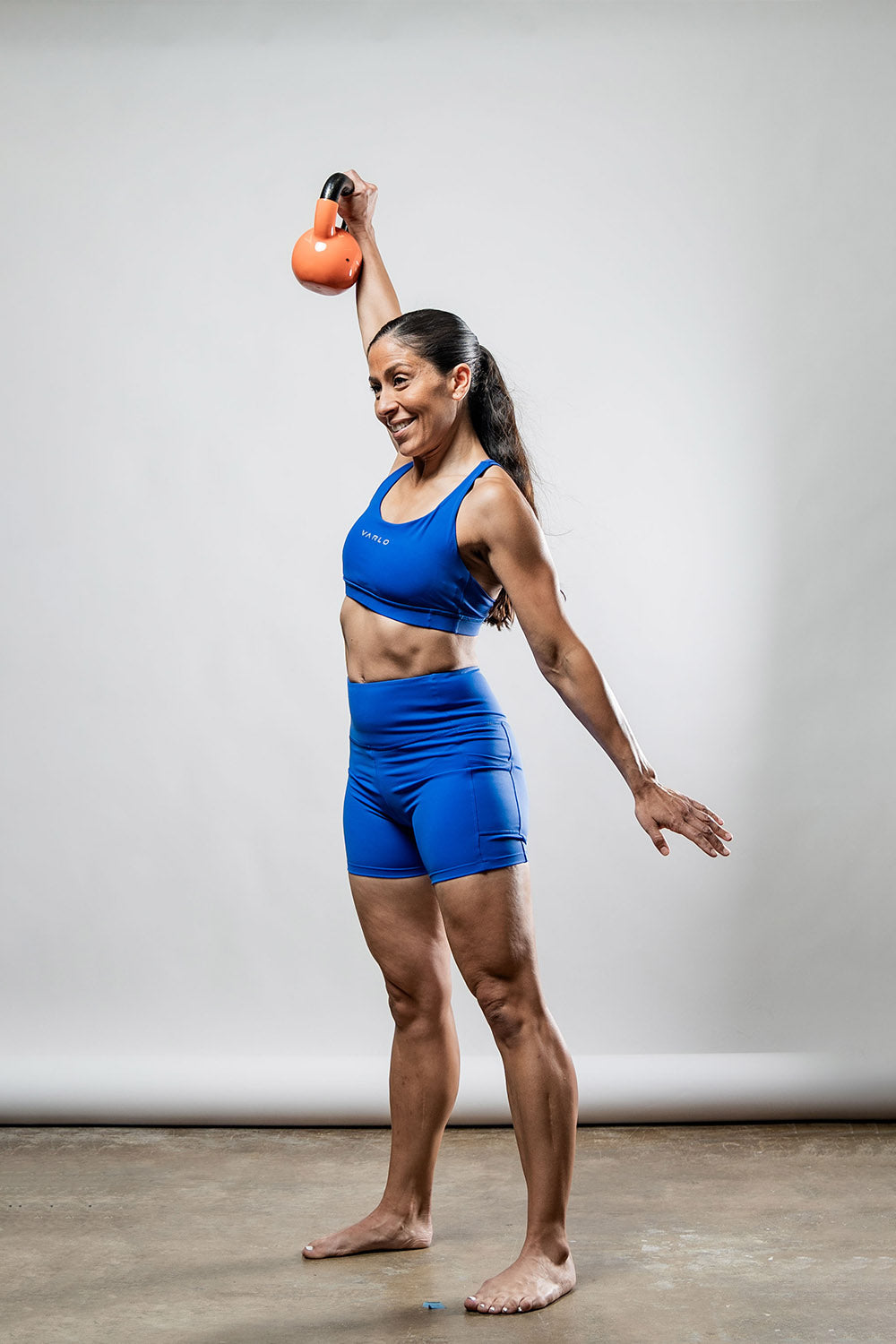 Varlo Women's SOHO Cross Back Sports Bra (Neo Blue) — back view