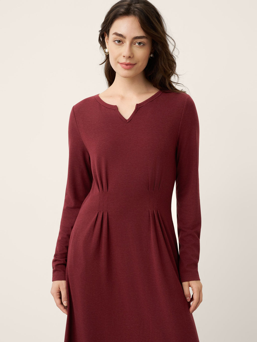 LINTICO Wool Lyocell Sculpted Inverted Pleat Midi Dress DARIA — detail shot 6