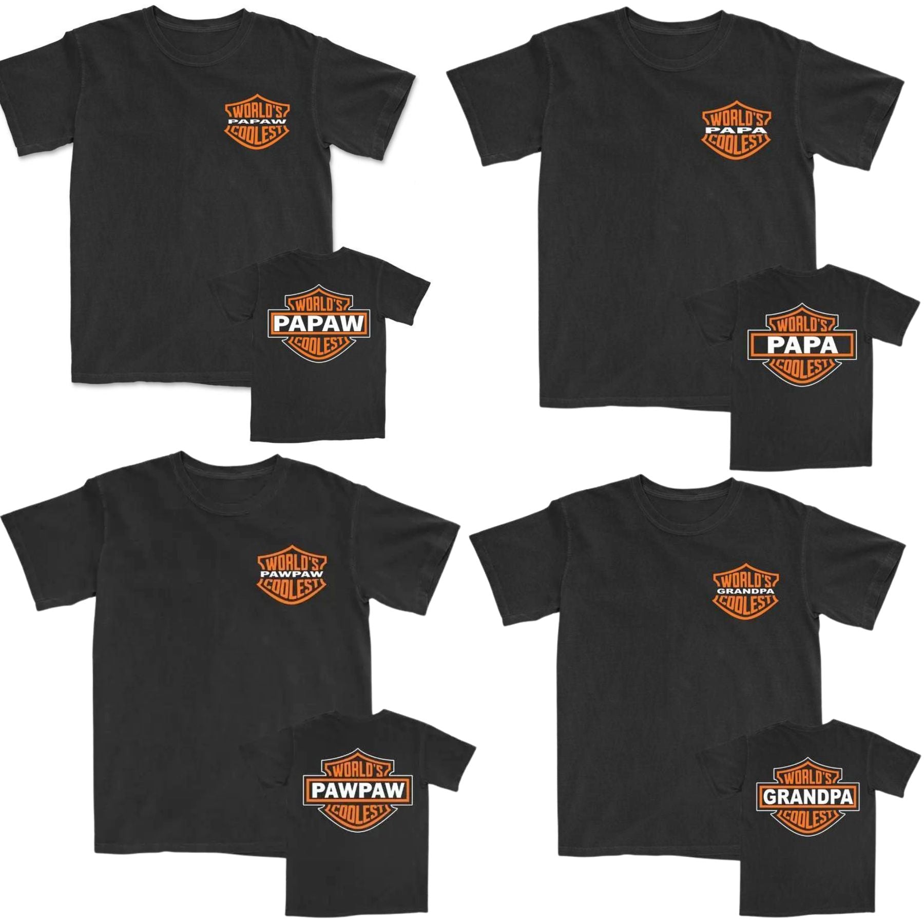 Pasimax World's Coolest Grandpa Motorcycle T-Shirt - Back Print for Dad, Father's Day & Birthday Gift — main product shot