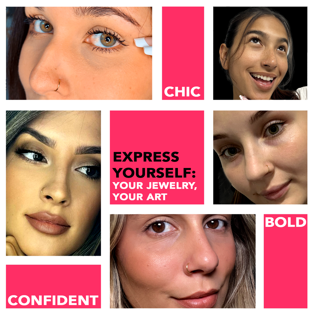 BodyCandy 18G 5/16 Solid 14K Yellow Gold Nose Hoop — lifestyle context