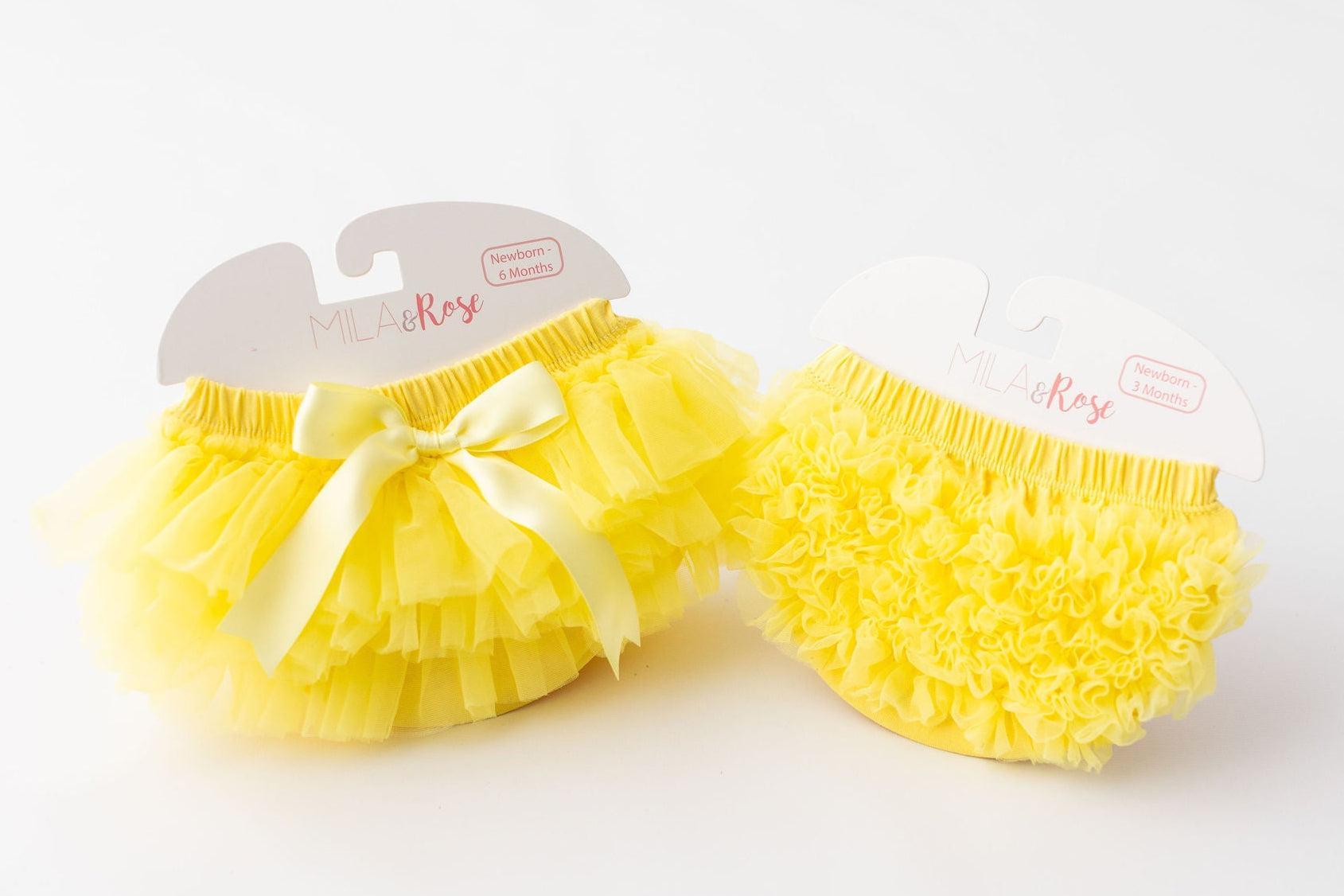 Mila & Rose ® Yellow Ruffle Bum Bloomer — detail close-up