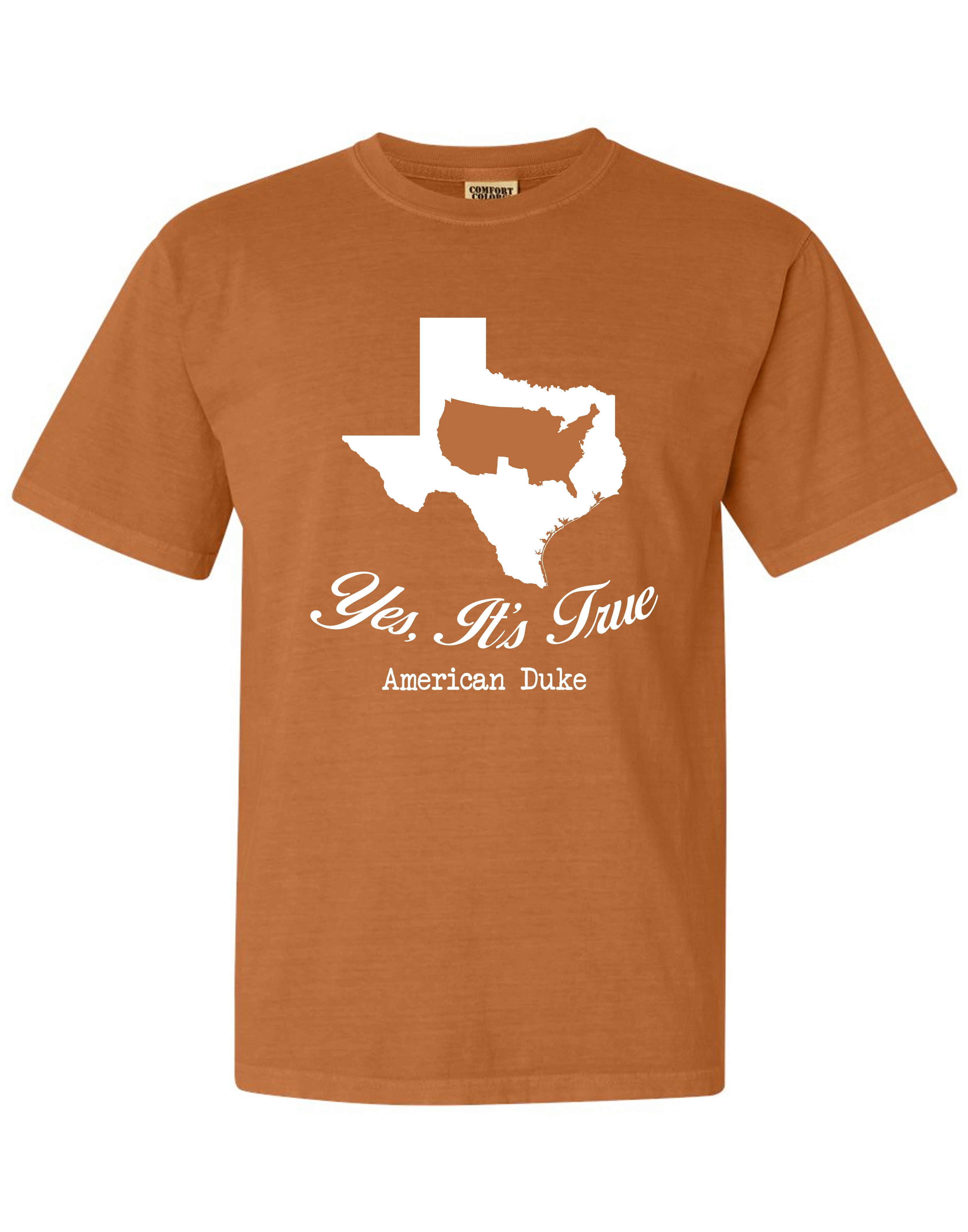 American Duke Apparel Company The Everything is Bigger T-Shirt - Texas Orange — main product shot