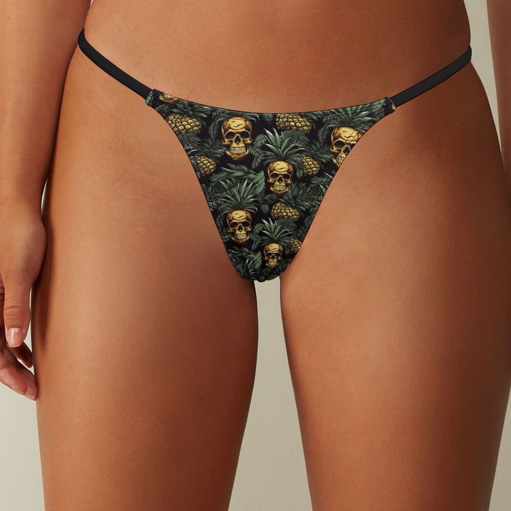 Luckless Outfitters Pineapple Skull Thong — detail close-up