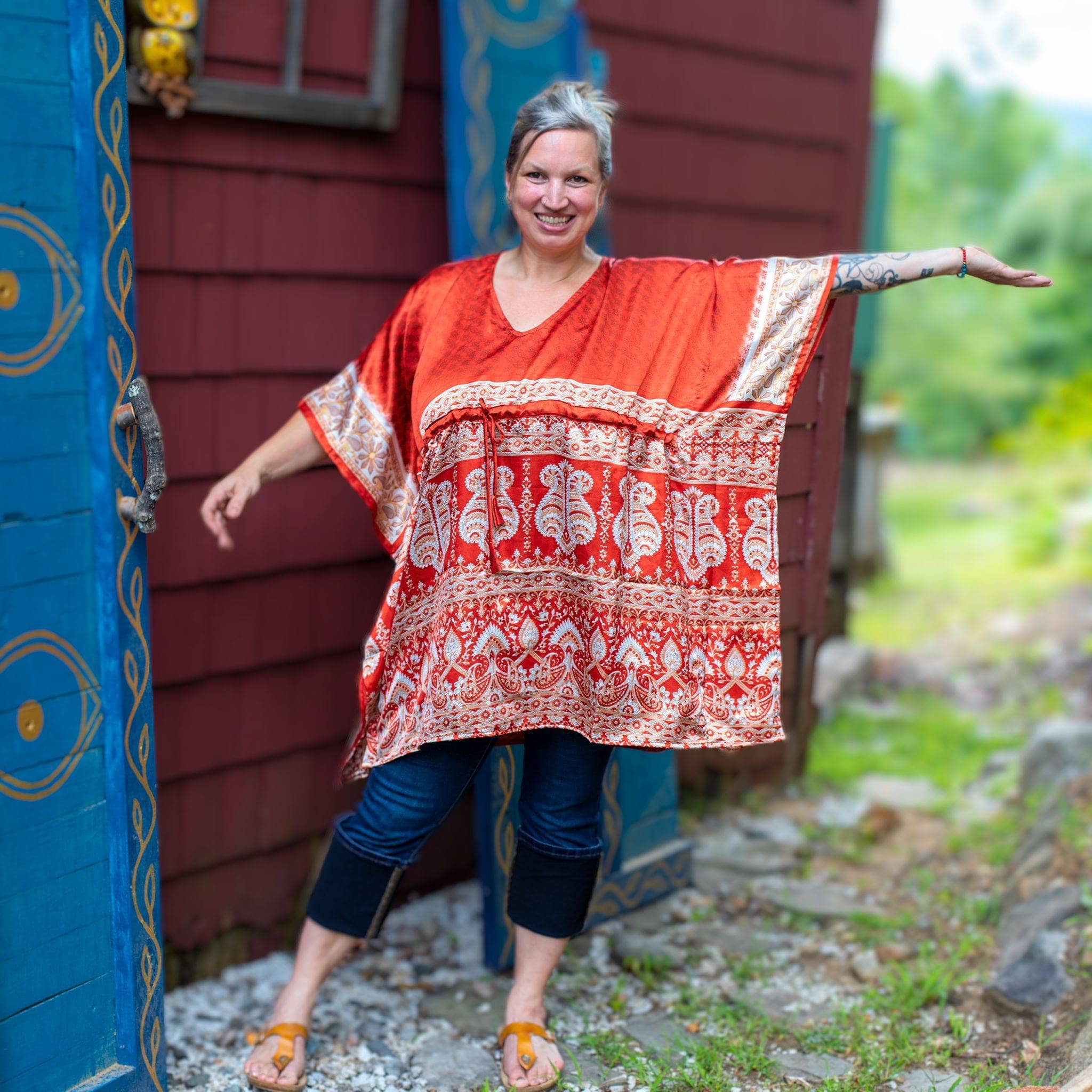 Darn Good Yarn Surplus Aanya Adjustable Short Kaftan — main product shot