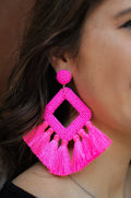 Pretty Little Patriot Pretty Little Patriot Hot Pink Ellie Fringe Drop Earrings — main product shot