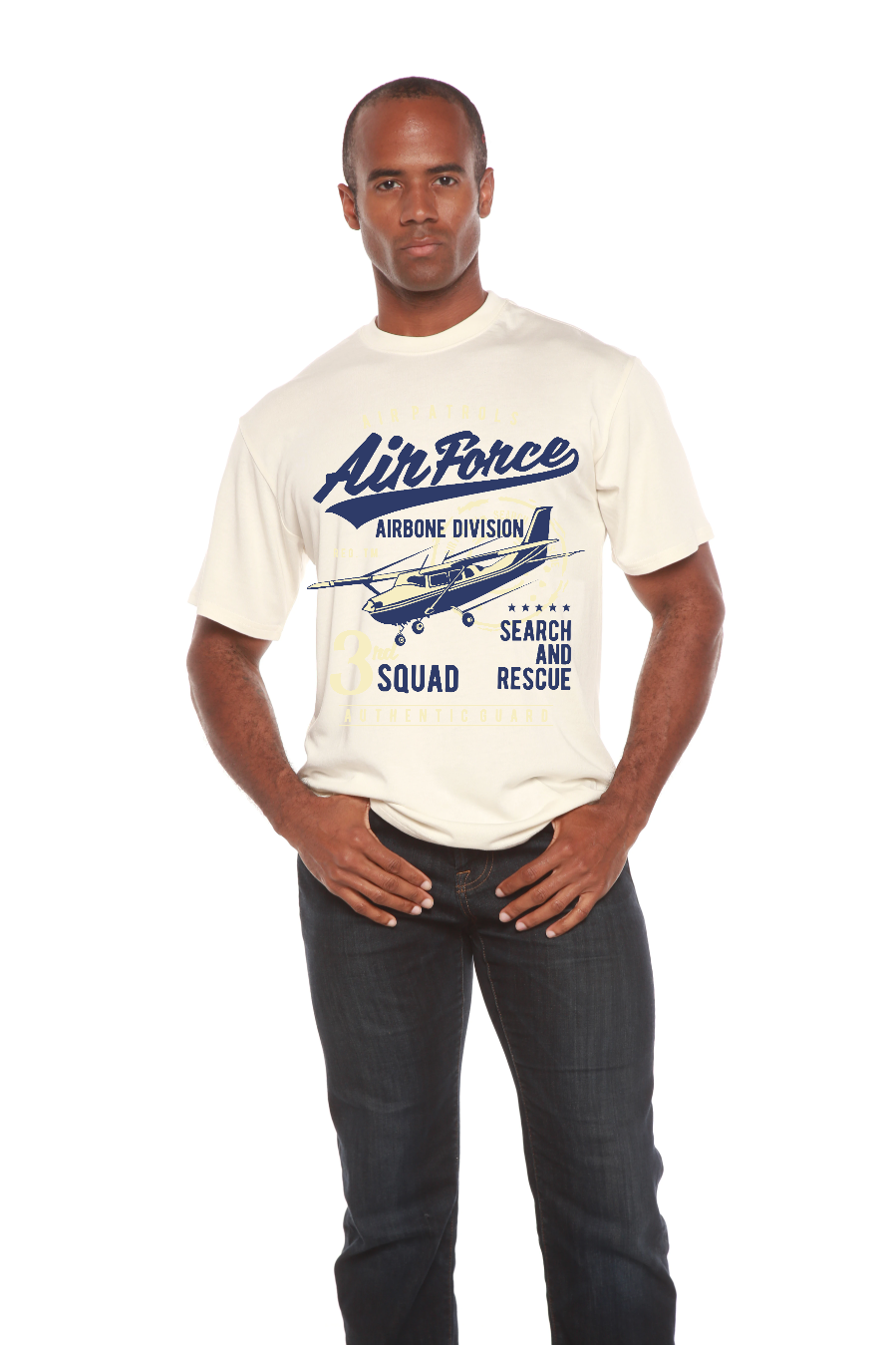 Spun Bamboo Air Force Men's Bamboo Viscose/Organic Cotton Short Sleeve Graphic T-Shirt — packaging