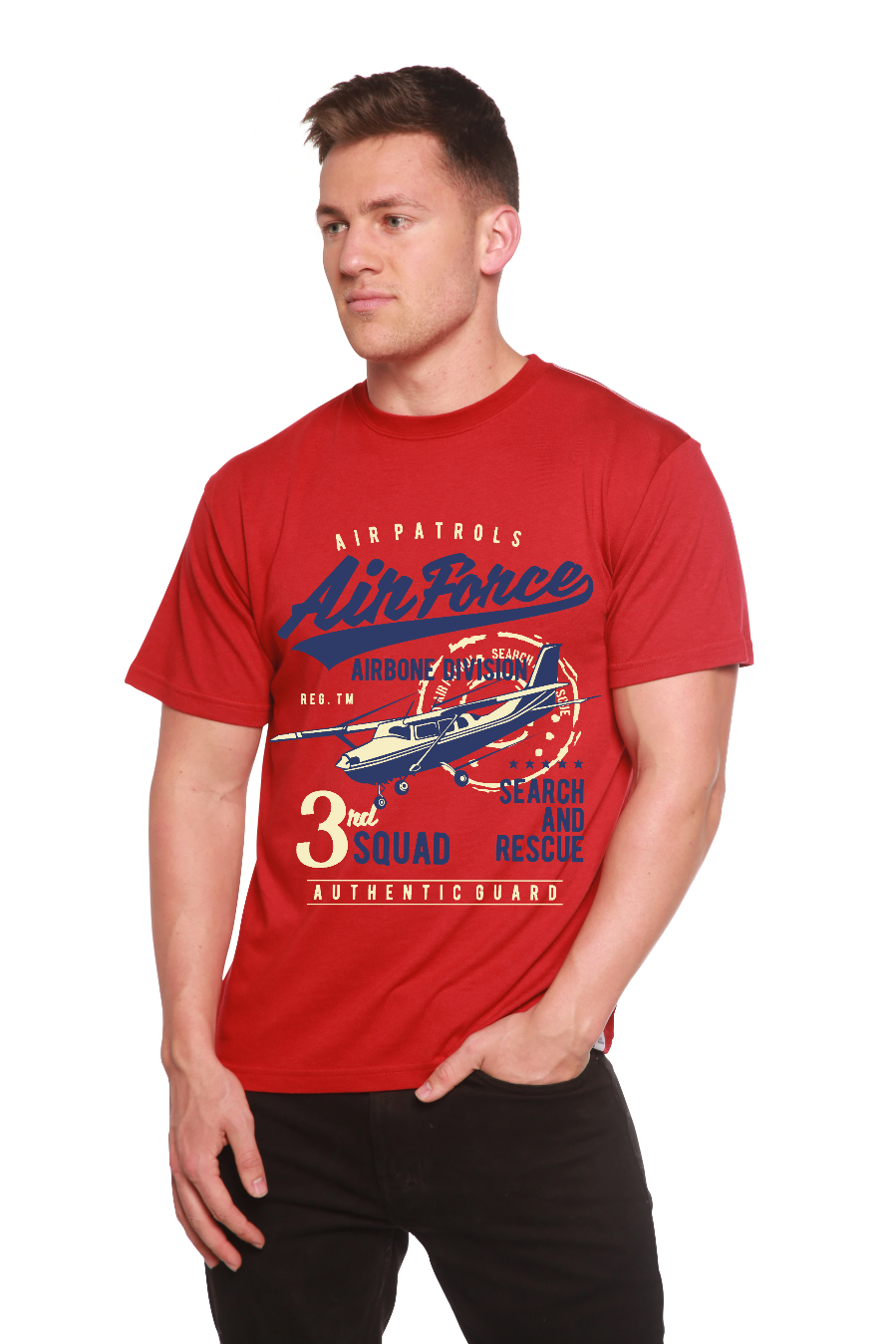 Spun Bamboo Air Force Men's Bamboo Viscose/Organic Cotton Short Sleeve Graphic T-Shirt — feature highlight