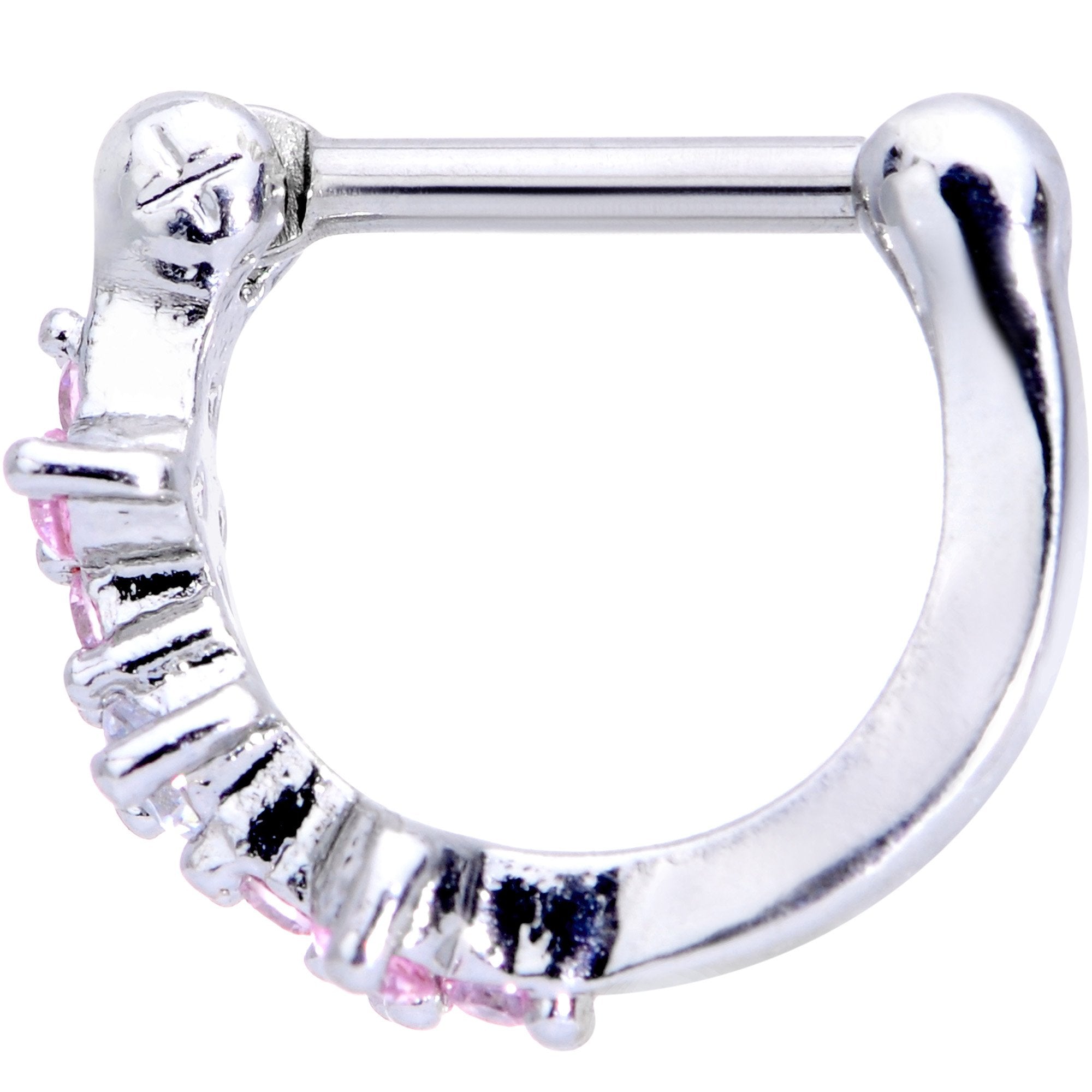 BodyCandy 16G 1/4 Clear Pink Gem Hinged Cartilage Clicker — detail and construction