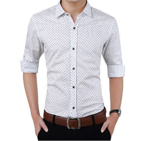 Men's Polka Dot Long-Sleeve Dress Shirt - Plus Size M-5XL