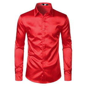 Mens Black Satin Dress Shirts