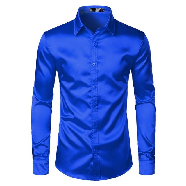 Mens Black Satin Dress Shirts