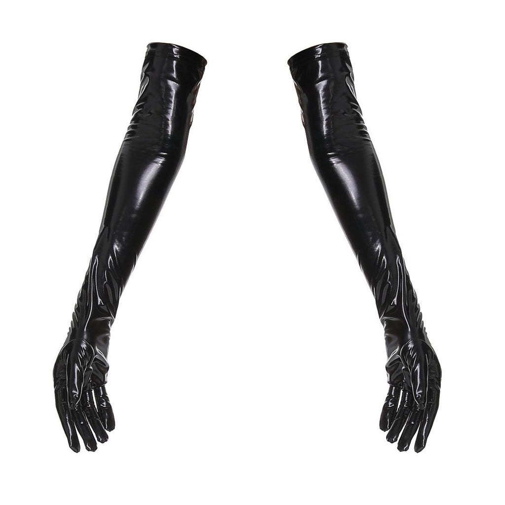 Shiny Patent Leather Mirror One-piece Leather Coat For Women