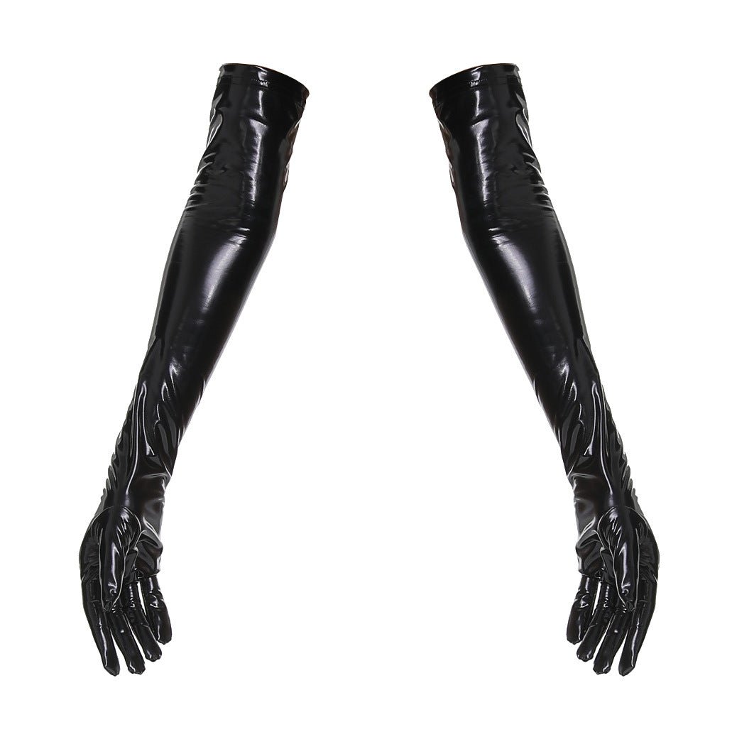 Shiny Patent Leather Mirror One-piece Leather Coat For Women