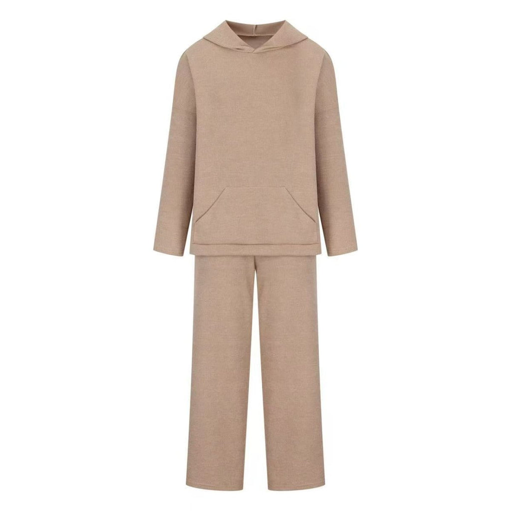 Athletic Hoodie & Pants Set | Wide Sleeve Sweatshirt with Pockets & Drawstring Pants(MS141)
