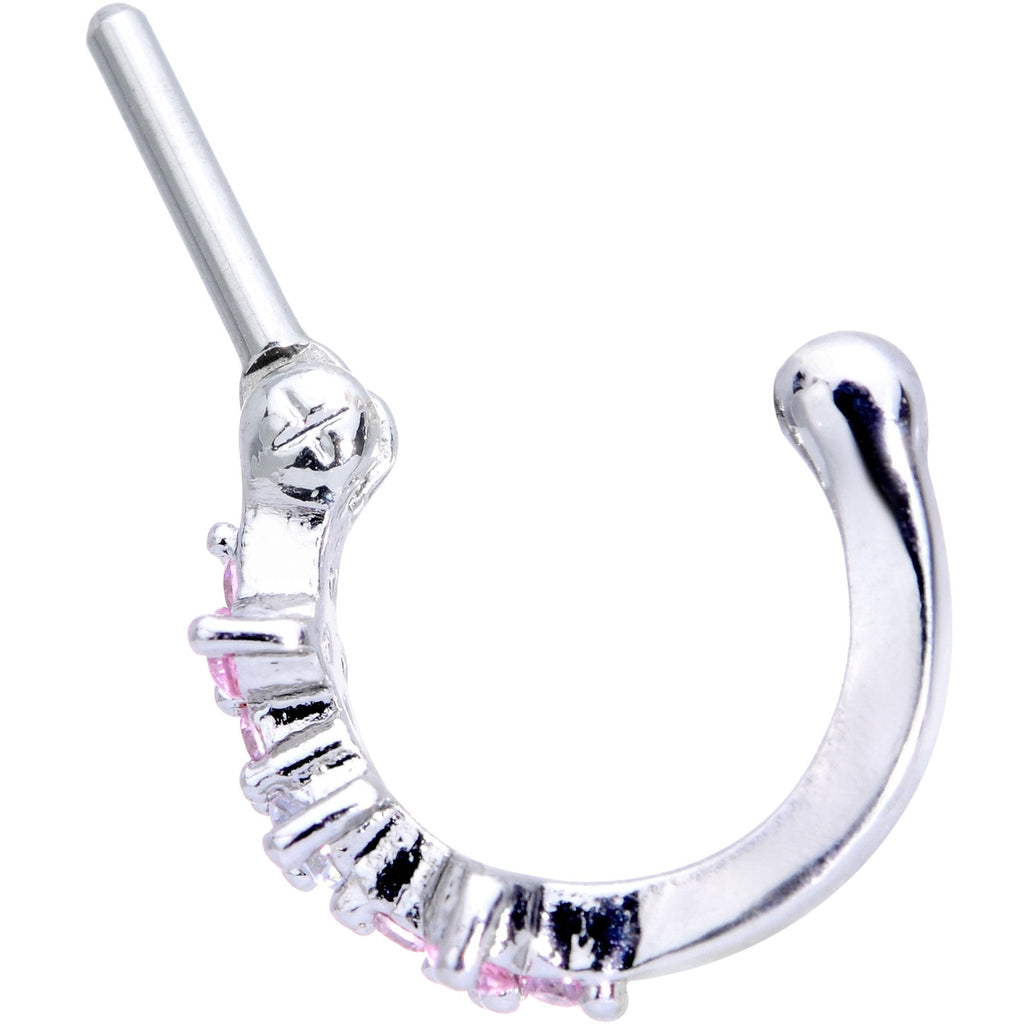 BodyCandy 16G 1/4 Clear Pink Gem Hinged Cartilage Clicker — lifestyle context