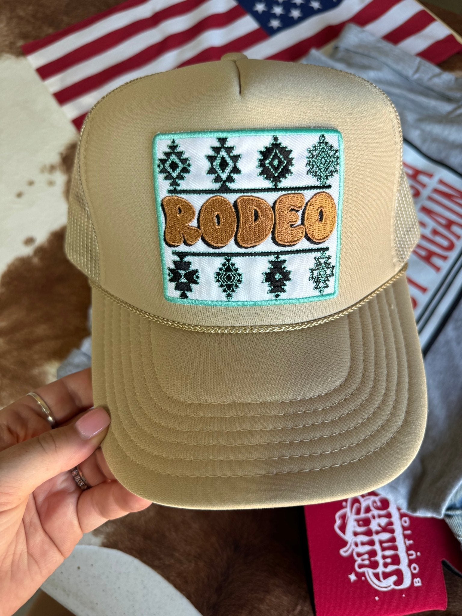 Wild Junkie Aztec Rodeo Patch Trucker Hat — main product shot