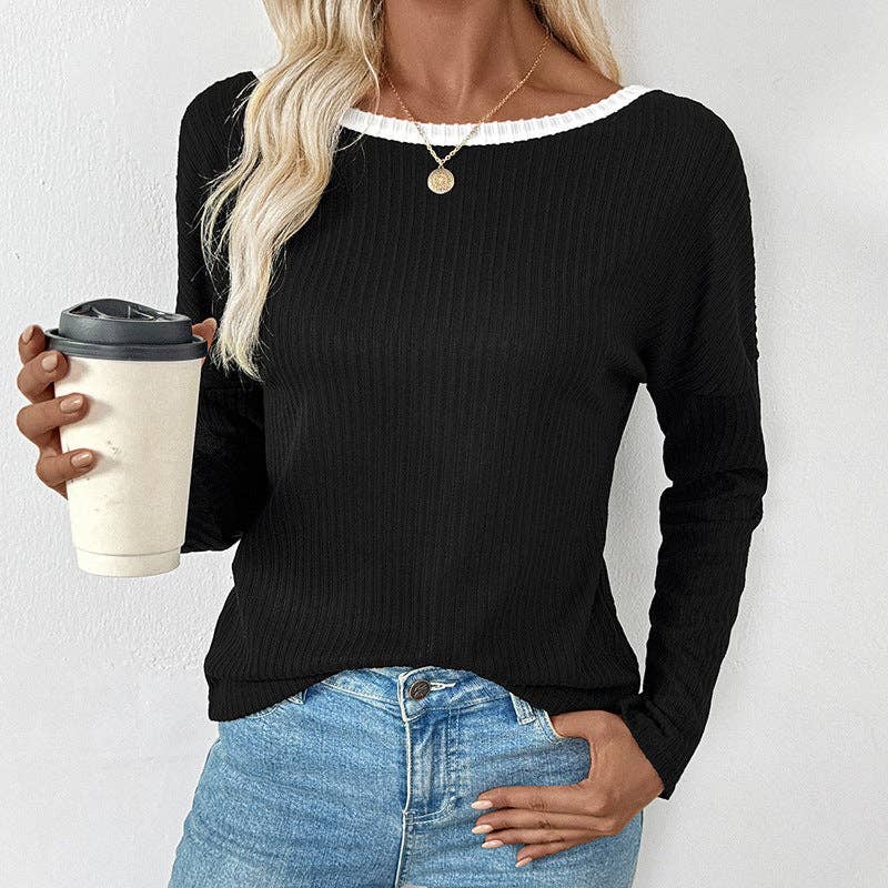 Black Backless Bow Tie Blouse