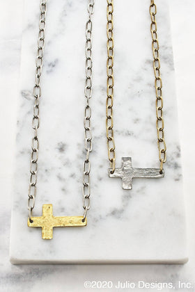 Paper Clip Chain Cross Necklace