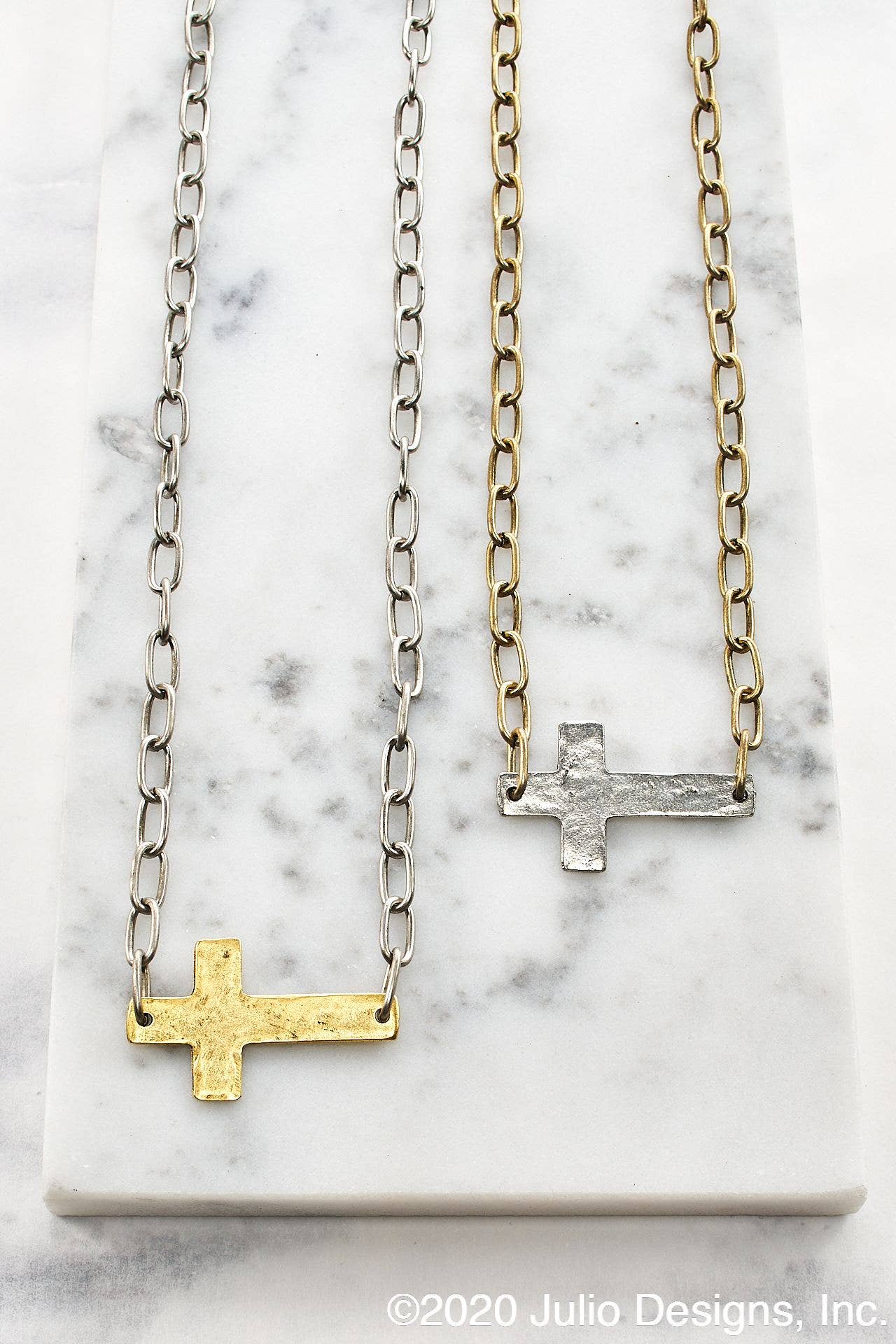 Pretty Little Patriot Pretty Little Patriot Paper Clip Chain Cross Necklace — main product shot