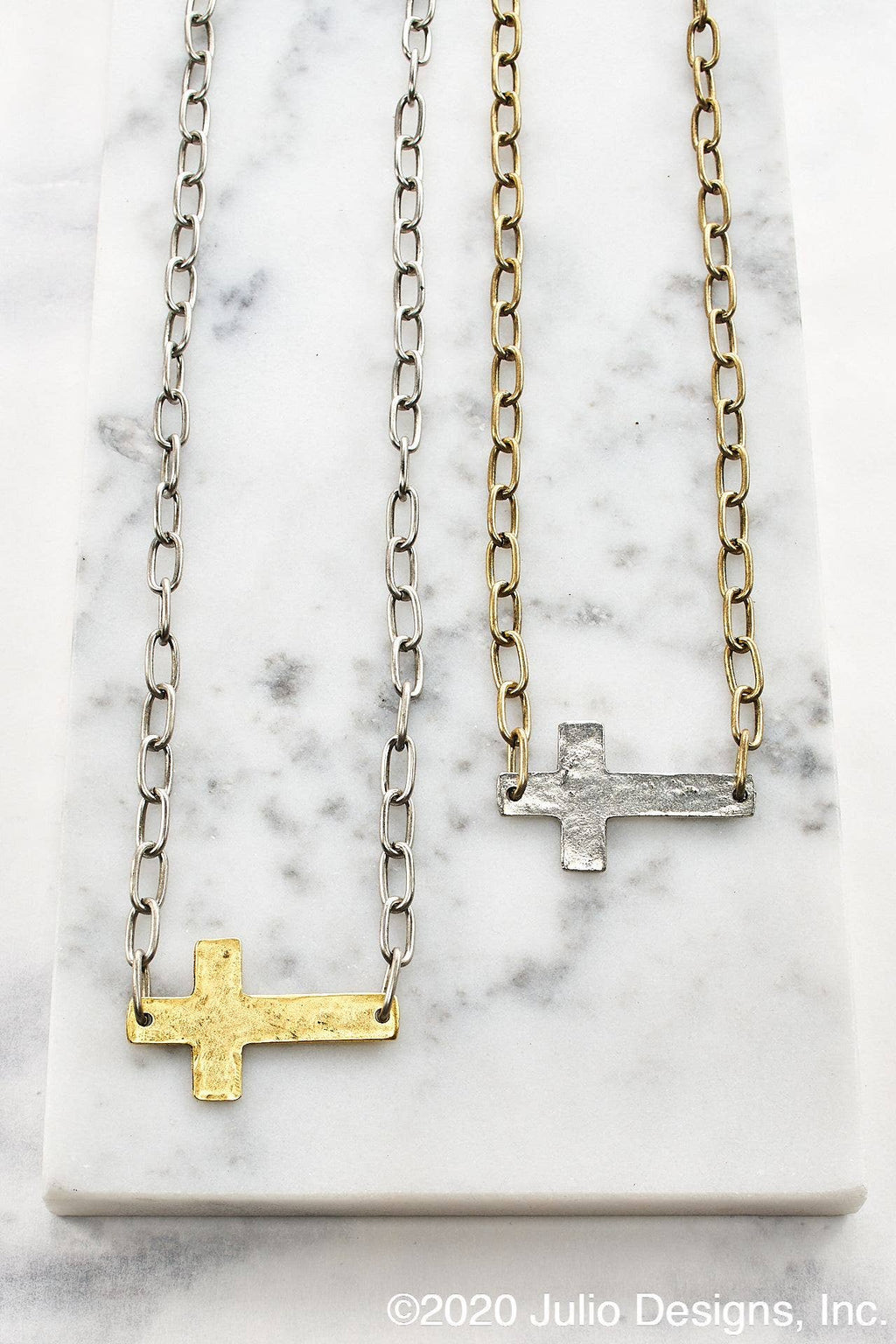 Pretty Little Patriot Pretty Little Patriot Paper Clip Chain Cross Necklace — construction detail