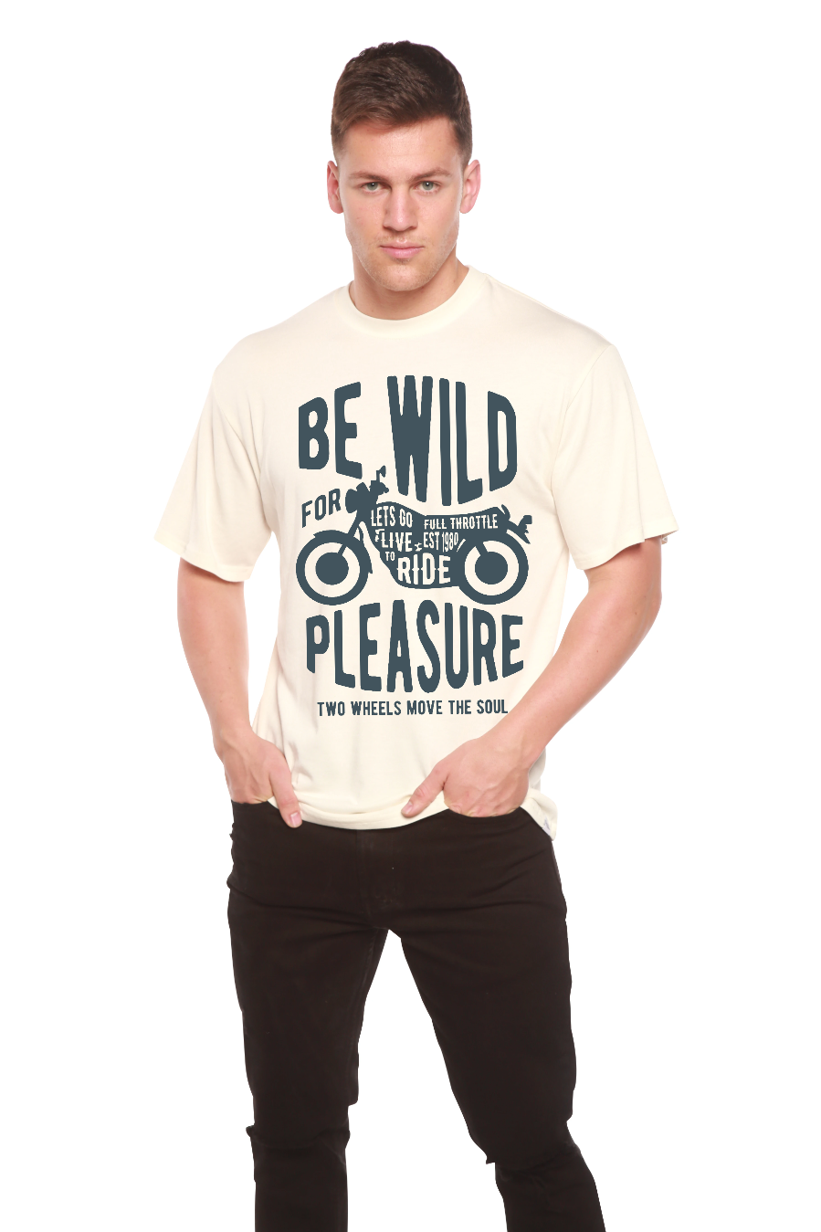 Spun Bamboo Be Wild Men's Bamboo Viscose/Organic Cotton Short Sleeve Graphic T-Shirt — alternative angle