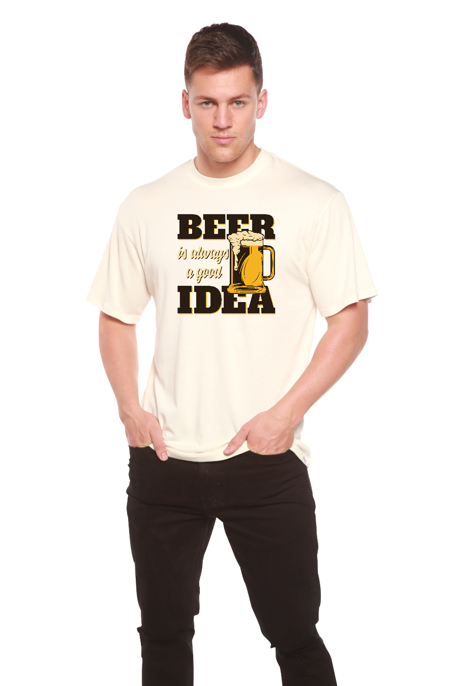 Spun Bamboo Beer Idea Men's Bamboo Viscose/Organic Cotton Short Sleeve Graphic T-Shirt — feature highlight