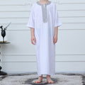 Black Geometric Trim Islamic Thobe(MKB018)