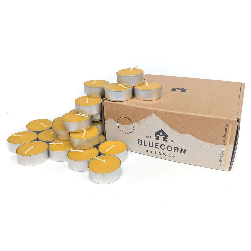 Bluecorn Candles Pure Beeswax Tea Light Candles — feature highlight