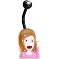 BodyCandy Licensed Sassy Girl emoji Clear CZ Gem Black Anodized Belly Ring — main product shot