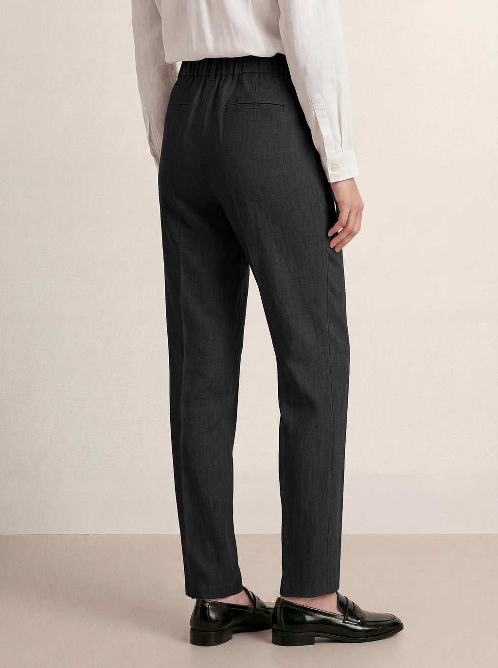 LINTICO Linen Tailored Straight Full Length Pants LANDON — side view