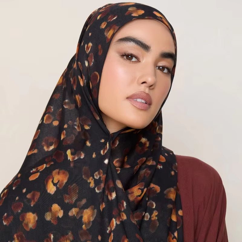 Mariam's Collection ‌Breathable Versatile Stylish Headscarf Floral-Print Hijab (MH177) — construction detail