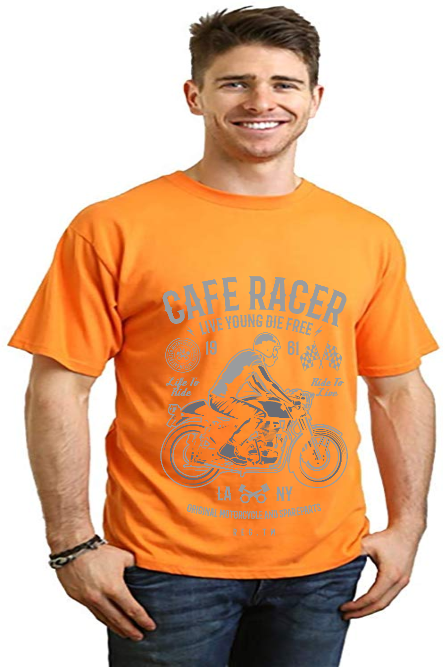 Spun Bamboo Cafe Racer Men's Bamboo Viscose/Organic Cotton Short Sleeve Graphic T-Shirt — size reference