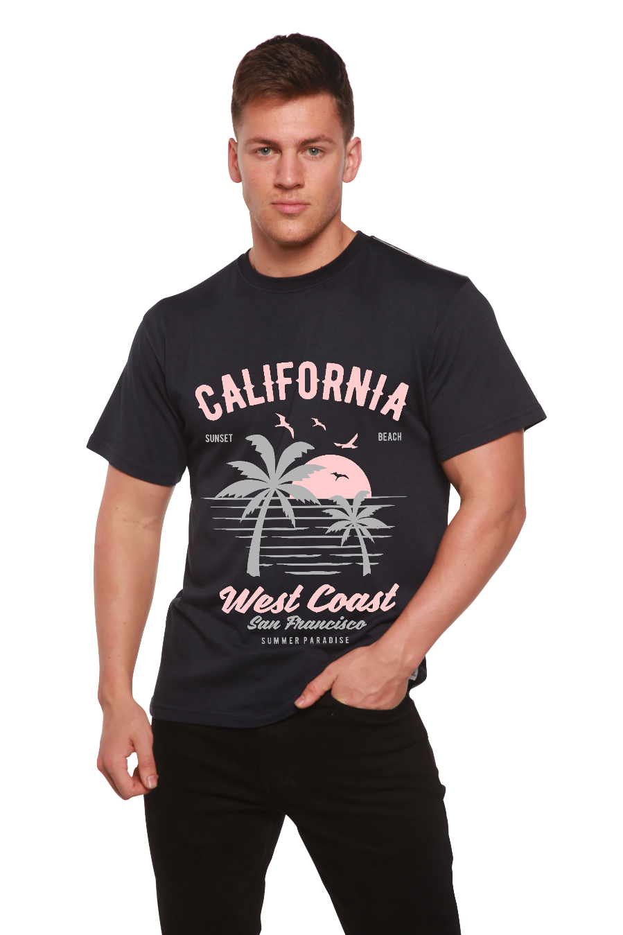 Spun Bamboo California West Coast Men's Bamboo Viscose/Organic Cotton Short Sleeve Graphic T-Shirt — packaging