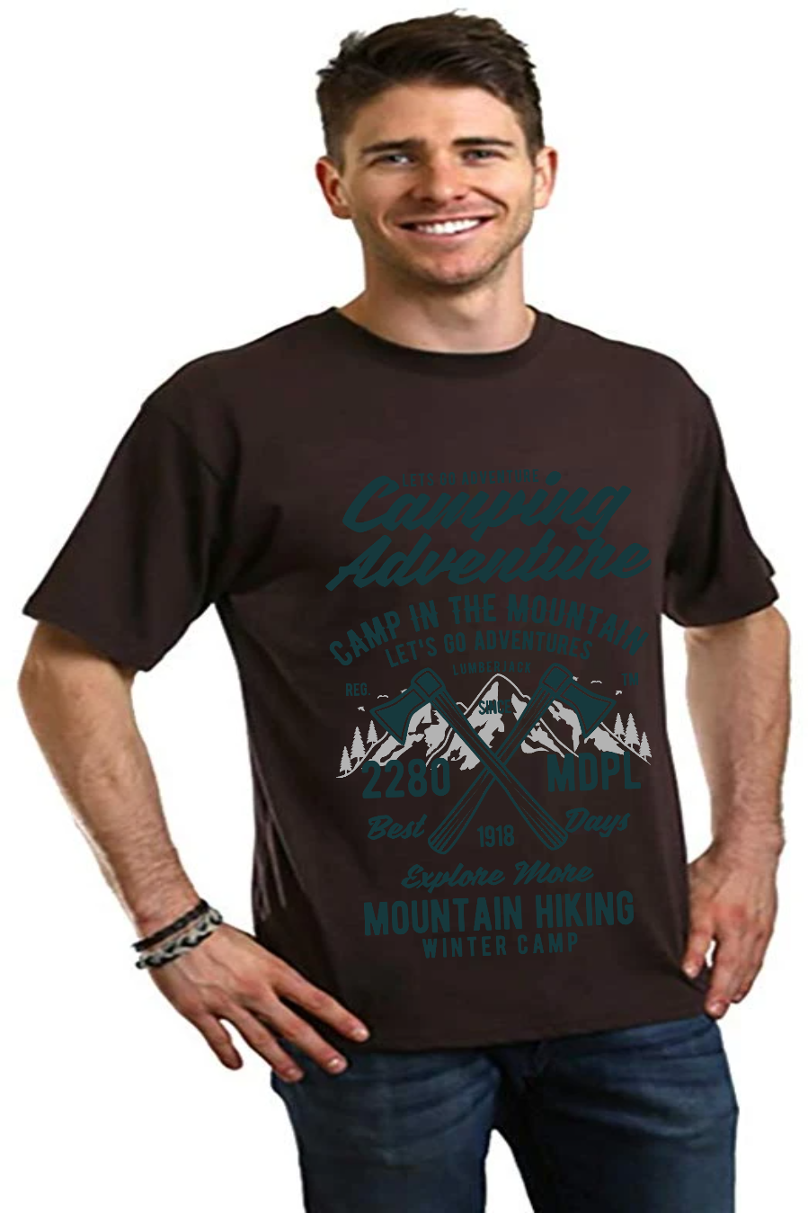Spun Bamboo Camping Adventure Men's Bamboo Viscose/Organic Cotton Short Sleeve Graphic T-Shirt — lifestyle context