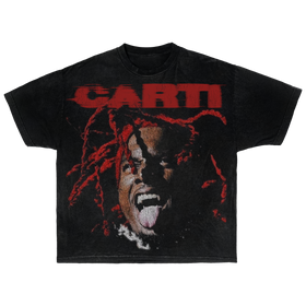 Playboi Carti Streetwear Tee Short Sleeve Red And Black Graphic Shirt For Fans Everywhere