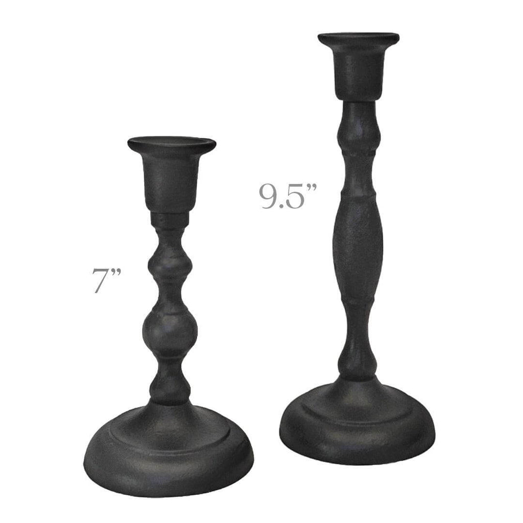 Bluecorn Candles Taper Candle Holders - Handcrafted Cast Iron — packaging or label