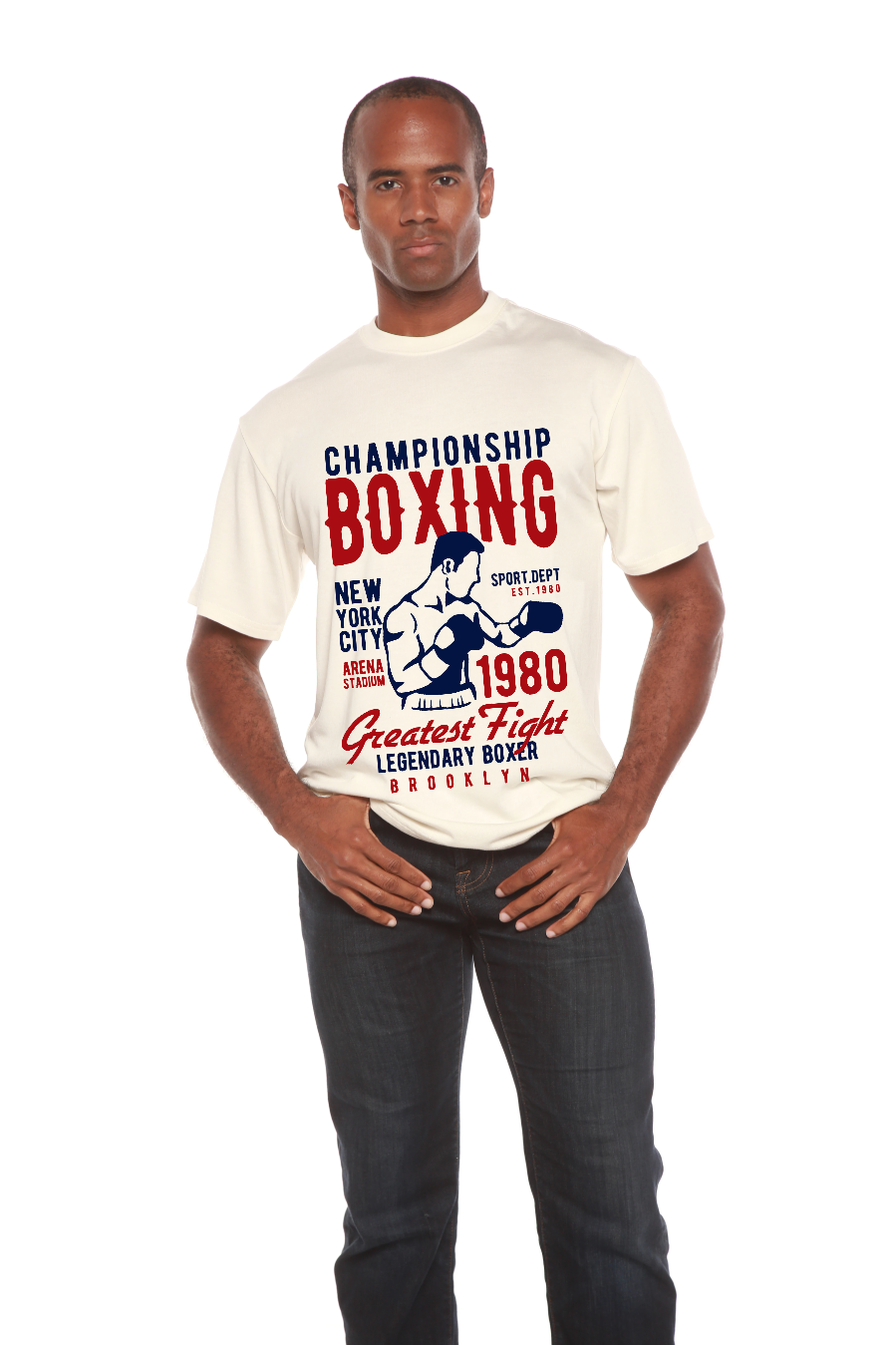 Spun Bamboo Championship Boxing Men's Bamboo Viscose/Organic Cotton Short Sleeve Graphic T-Shirt — color detail