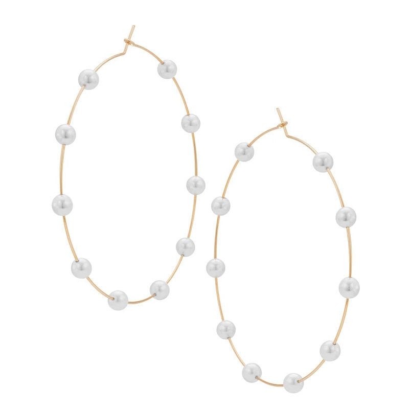 Mariam's Collection Chic Pearl Earrings Hoop Oversized Earrings (MAC320) — detail shot 9