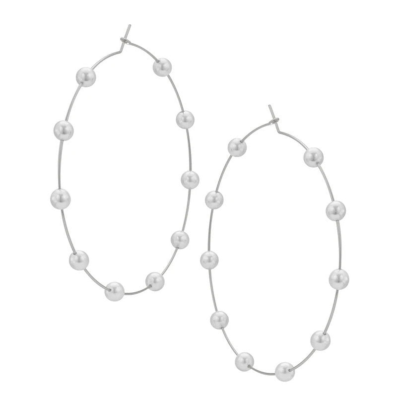 Mariam's Collection Chic Pearl Earrings Hoop Oversized Earrings (MAC320) — detail shot 10