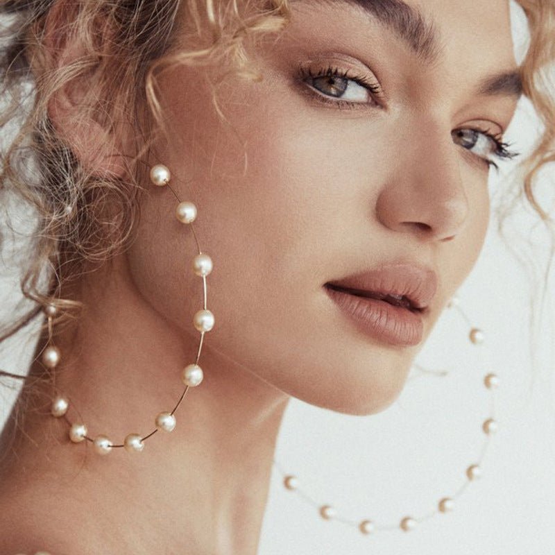 Mariam's Collection Chic Pearl Earrings Hoop Oversized Earrings (MAC320) — main product shot